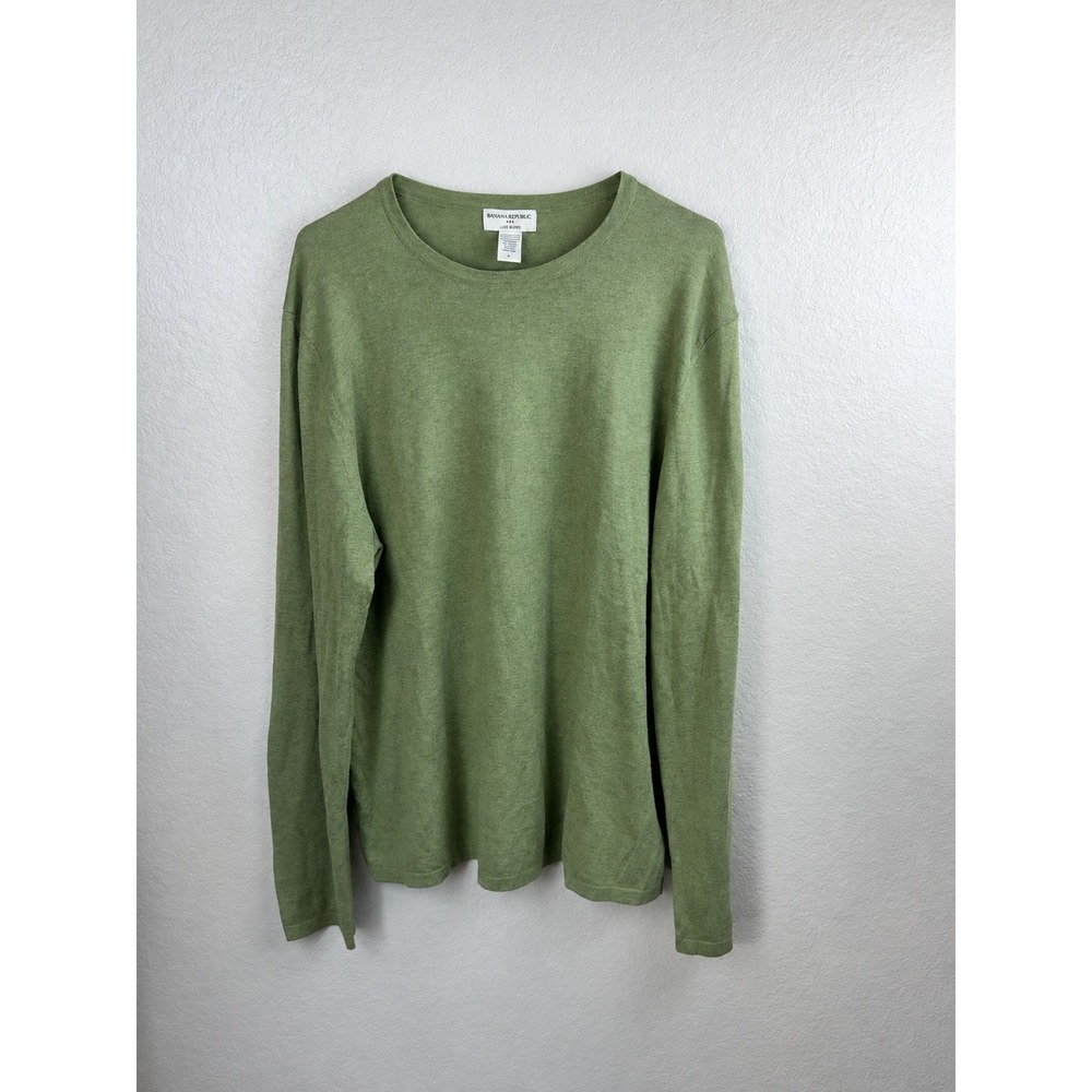 Banana Republic Luxe Blend Women's L Green Silk Cashmere Long Sleeve Top